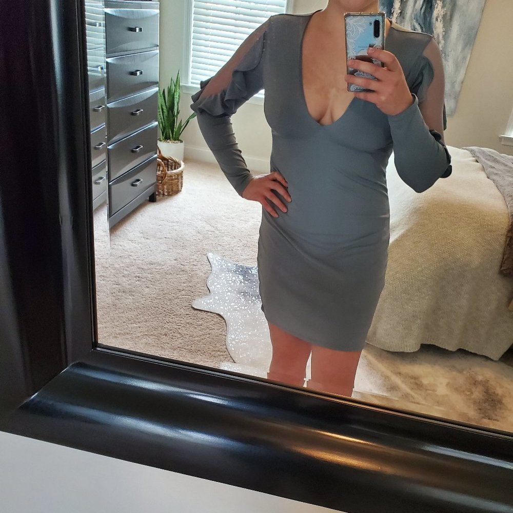 Long Sleeve Dress with Lace Cut Outs